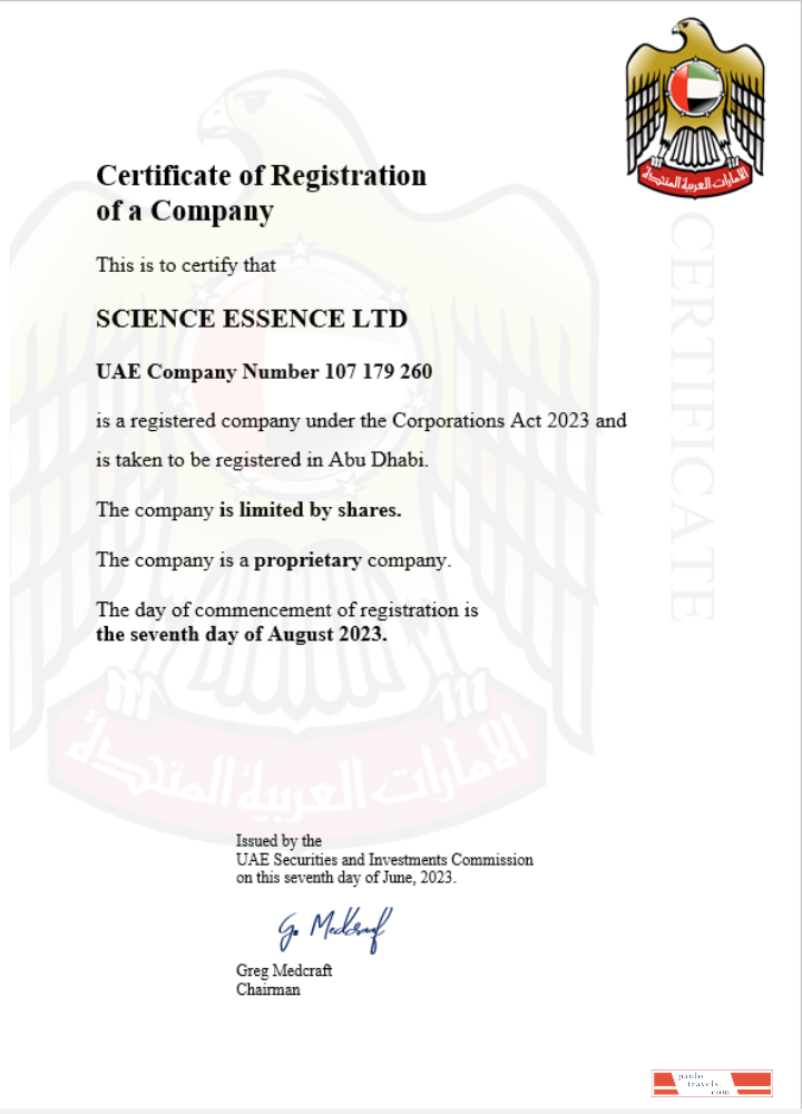 UAE business registration certificate Word and PDF template